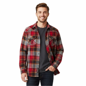 Mountain Ridge Double Chest Pockets Snaps Men Small Classic Red Plaid Shirt